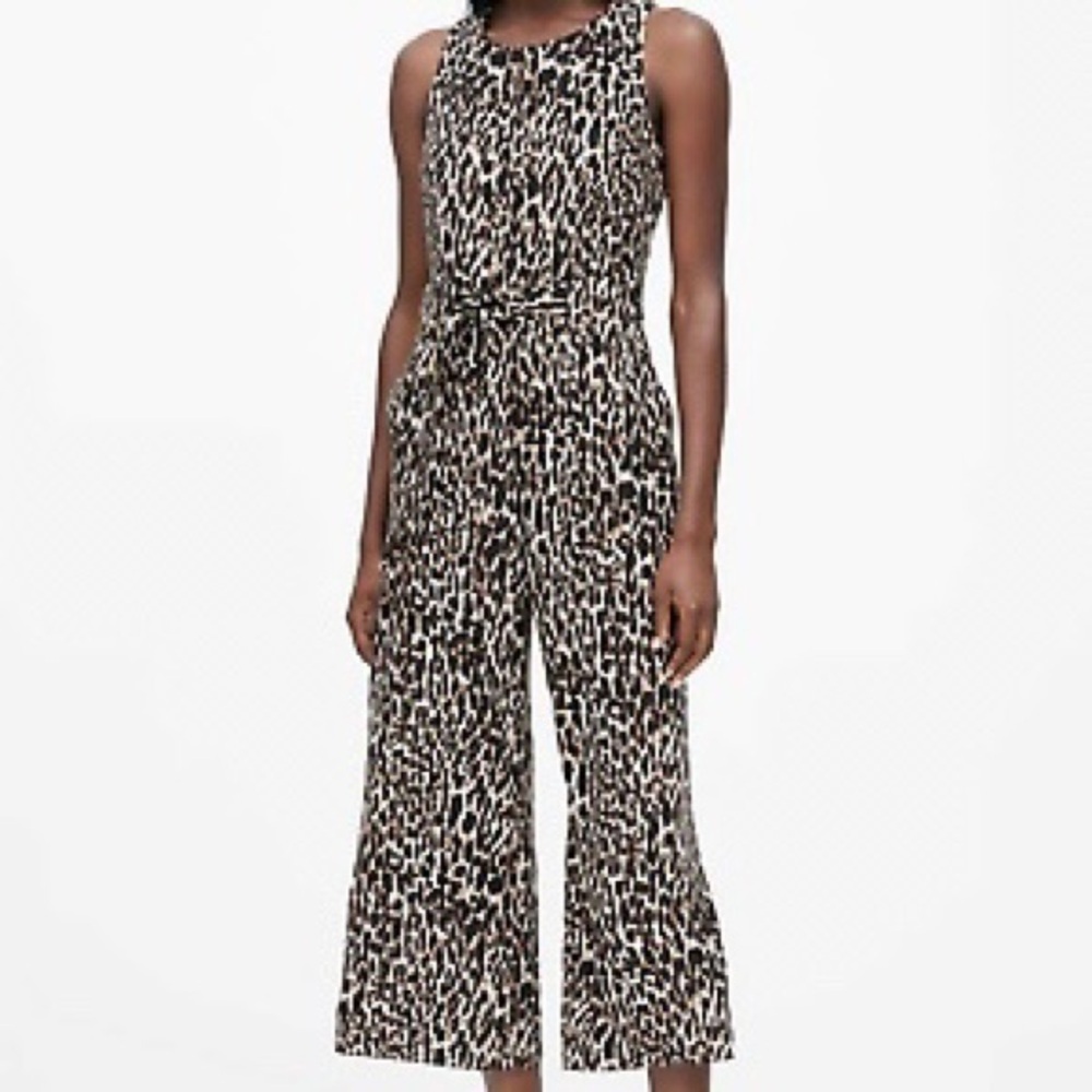 NWT Banana Republic Women’s Leopard Print Crop Wide Leg Sleeveless Jumpsuit, 2
